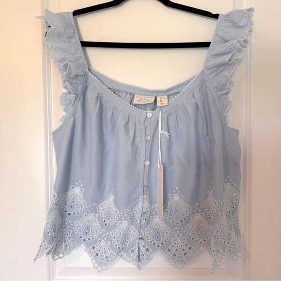 NWT Calypso St.Barth Embroidered Light Blue Eyelet Lace Size Small Pajama Set - Picture 2 of 8